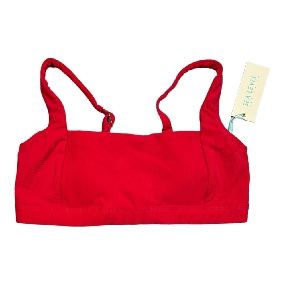 Sea Level Riviera Rib Square Neck B-Dd Cup Bikini Top - Red Nwt — image 2 of 8